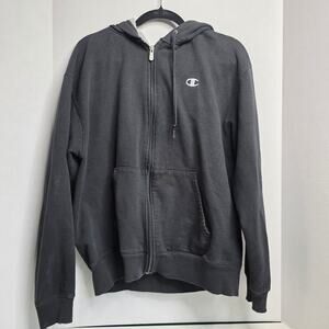 Champion Black Hoodie Large, Full Zip, embroidered logo